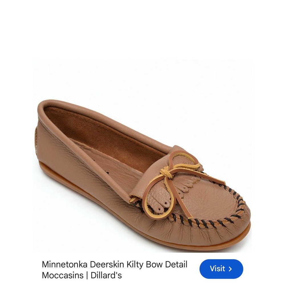 Minnetonka Deerskin Kilty Bow Detail Moccasins – Brown – Women's 8.5 – New
